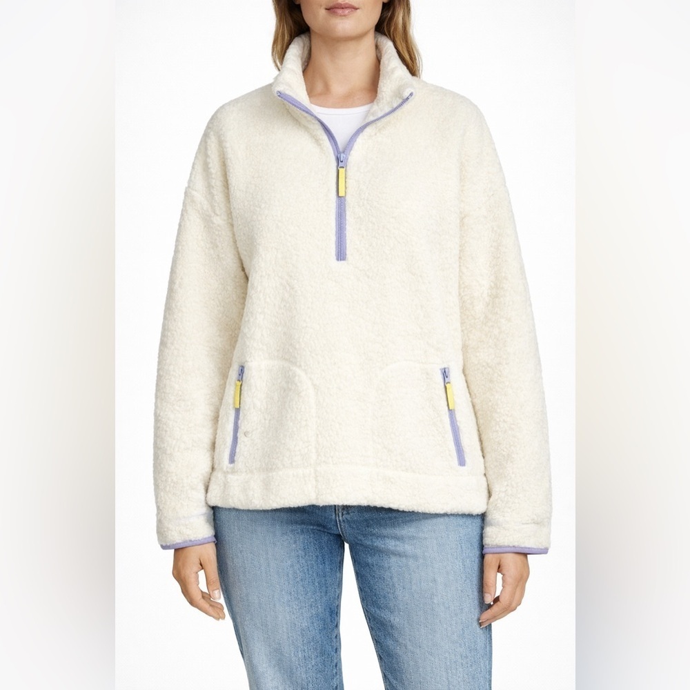 J. Crew Fleece Sherpa Quarter Zip Pullover Size Large